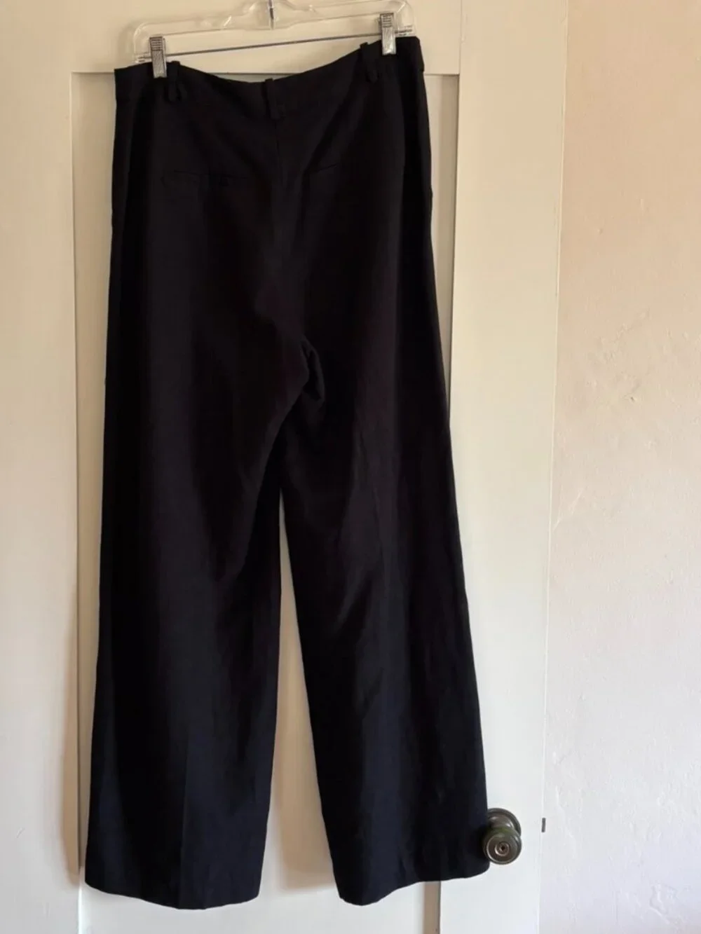 H & M SIZE 8 black high waisted wide leg linen blend pants Flowy Trousers Summer
